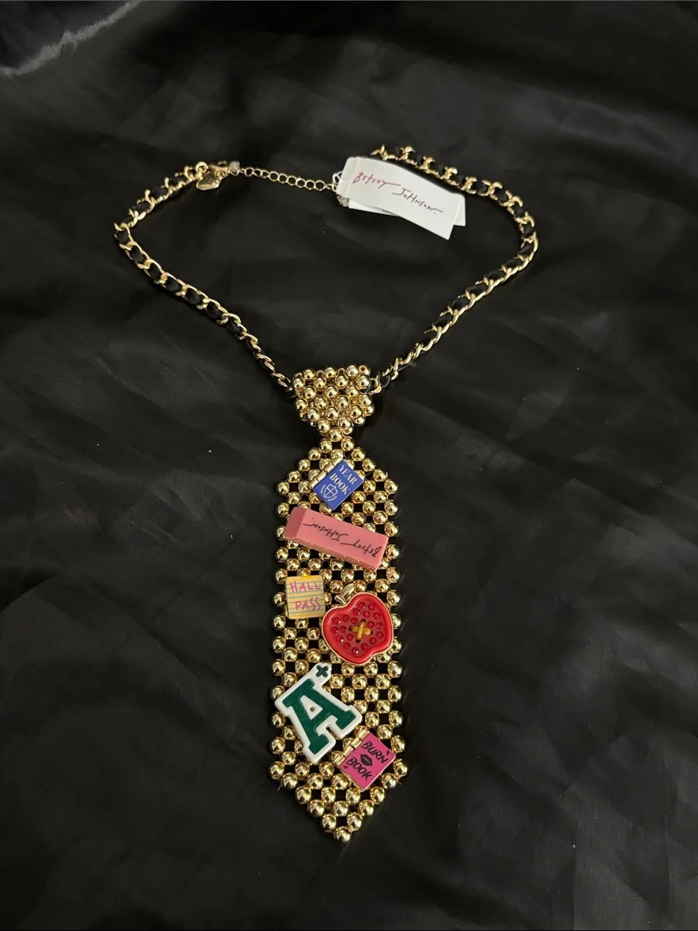 Betsey Johnson “Best in Class” Chain Necklace with Multicolor Enamel Charms - Picture 2 of 5